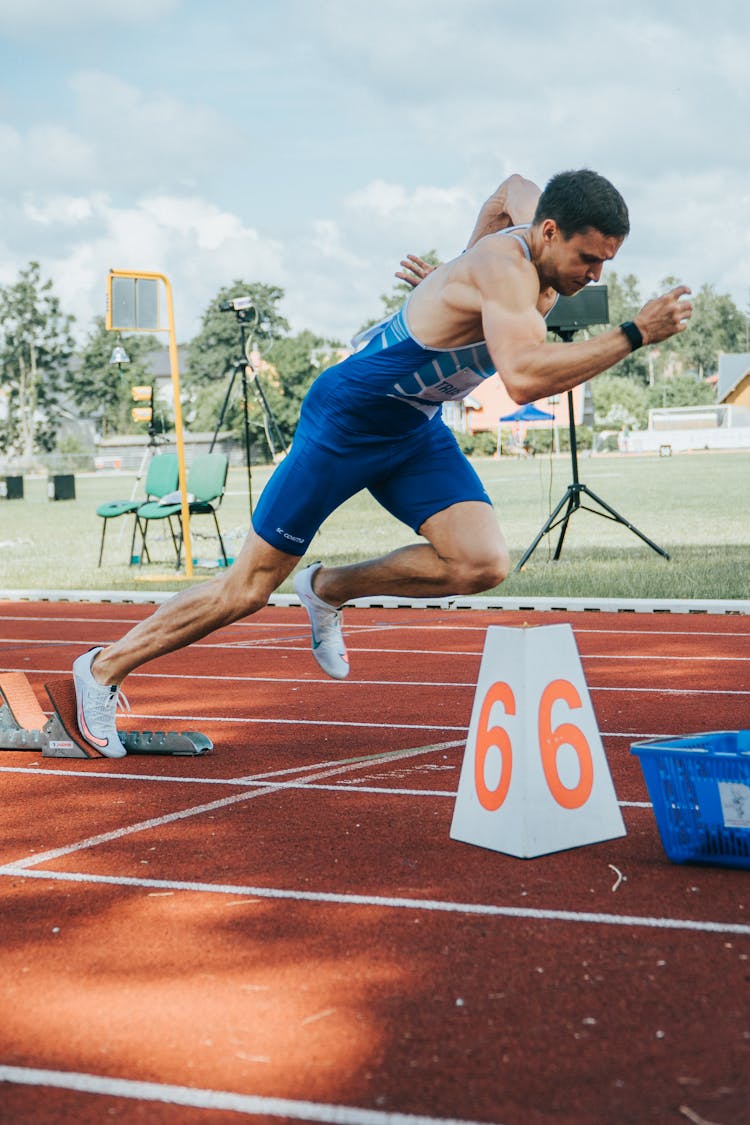 Runner At Start At Stadium