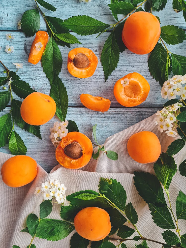 Apricot On Wooden Surface 