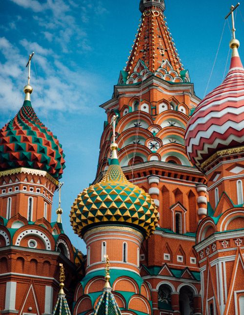 Free Vibrant view of Saint Basil's Cathedral with its colorful domes in Moscow, Russia. Stock Photo