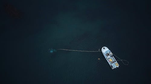 Drone Shot of a Boat on the Water 