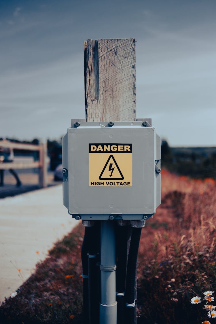 Electrical Box On A Pole Outdoors 