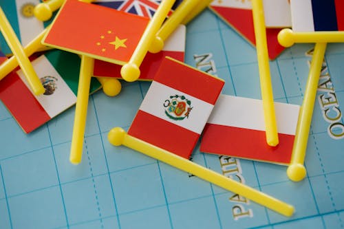 Assorted Miniature Flags with Yellow Pole