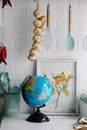 Blue Red and Green Floral Globe