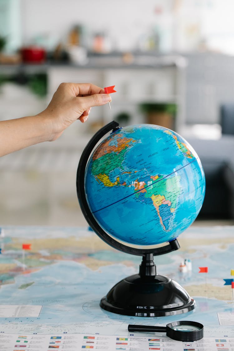 A Globe On A World Map 