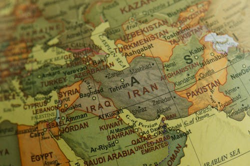 Free Middle Eastern Countries in a World Map Stock Photo