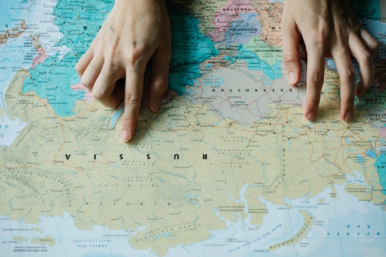 Pointing Russia In A World Map