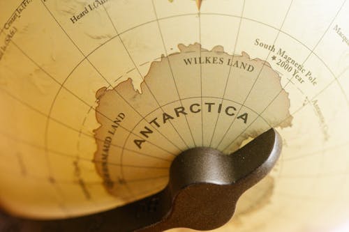 Close-up of Antarctica in a Globe