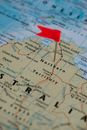 Red Flag Pinned on a Map