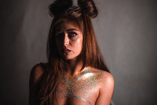 Woman with Glitters on Her Body