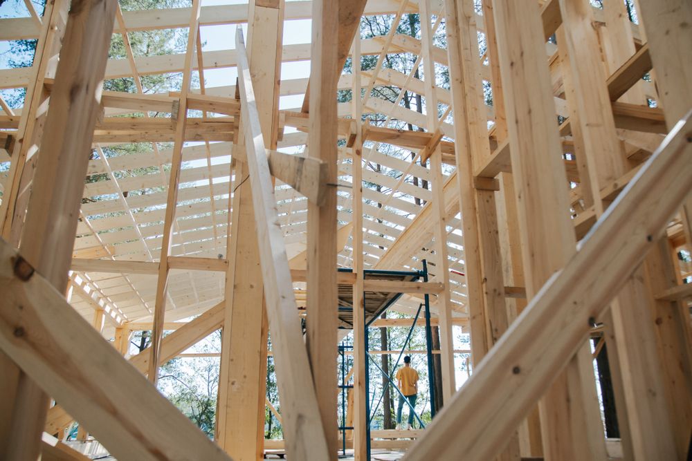 Interior timber framing and roof structure