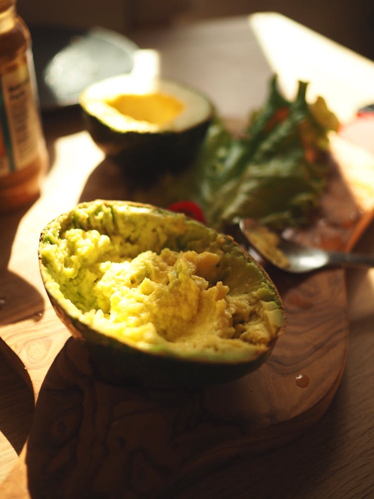 
A Close-Up Shot Of Mashed Avocado