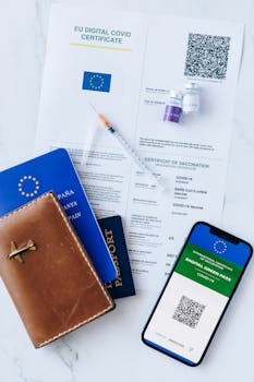 EU Digital COVID Certificate with passport and vaccination details for safe travelers.