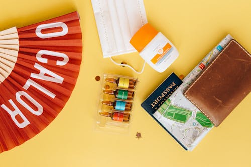 Free Map and Passport in a Leather Wallet  Stock Photo