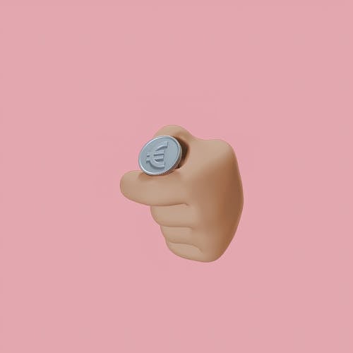 Free An Animation of a Hand About to Flip a Coin on a Pink Background Stock Photo