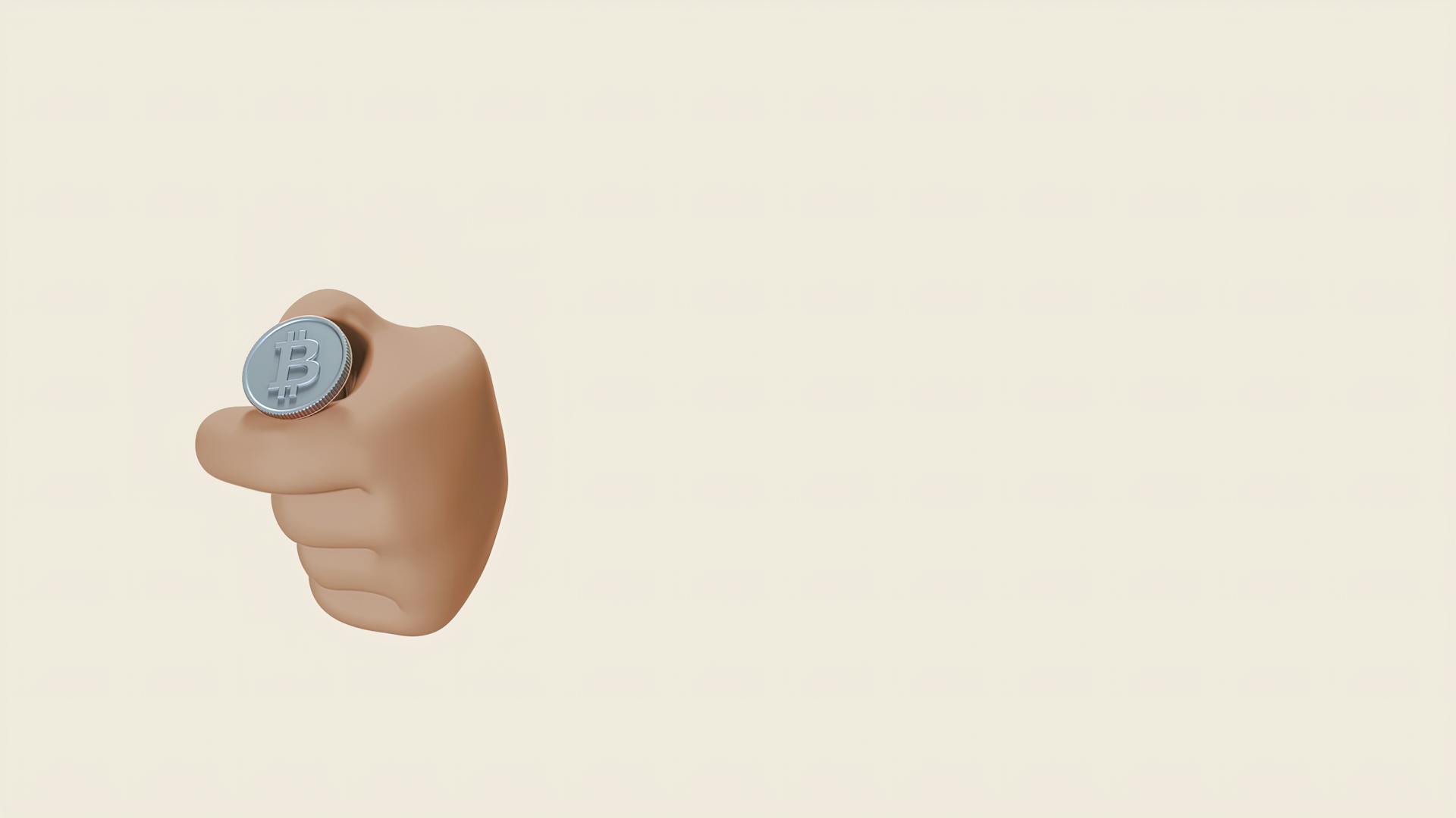 A Hand with Coin on White Background