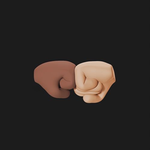 Free Illustration of two fists bumping, symbolizing friendship and unity on a black background. Stock Photo