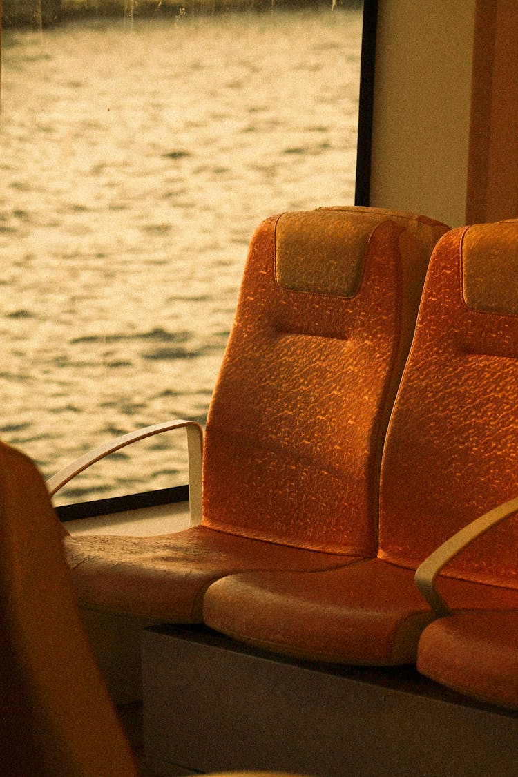 An Empty Seat Inside A Ferry