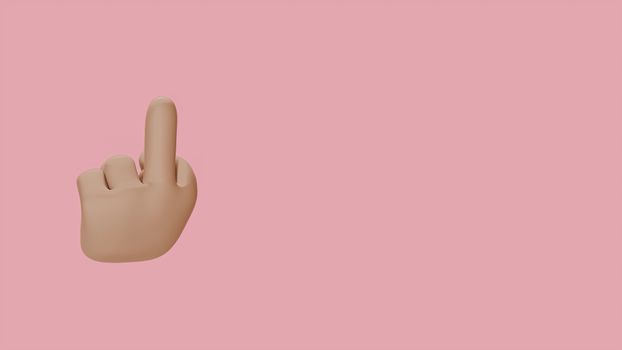 3D illustration of a hand showing a gesture against a pink background.