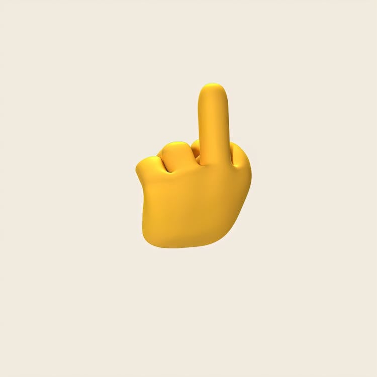 3D Emoji Render Of A Hand Showing The Middle Finger 