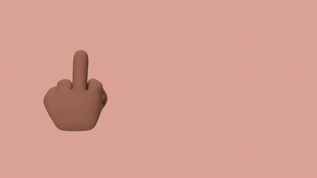3D rendered hand with a gesture on a beige background, conveys emotion.