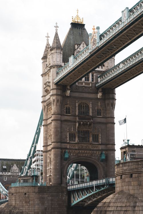 Free Close-up view of the Tower Bridge, a symbol of London, showcasing its architecture. Stock Photo