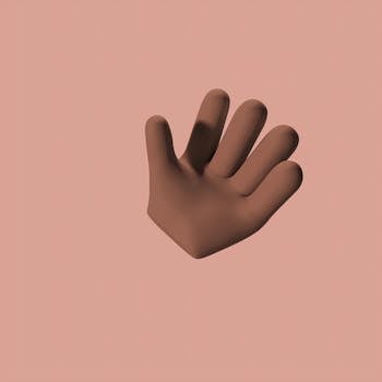 A 3D rendered waving hand emoji floating on a pink background, symbolizing greetings and gestures.