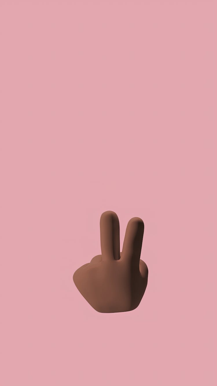 Peace Sign Emoji On Light Pink Background