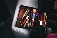 Brown and Black Makeup Brush Set in Black Container