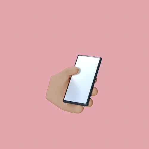 Emoji of a Hand Using a Phone on Pink Background