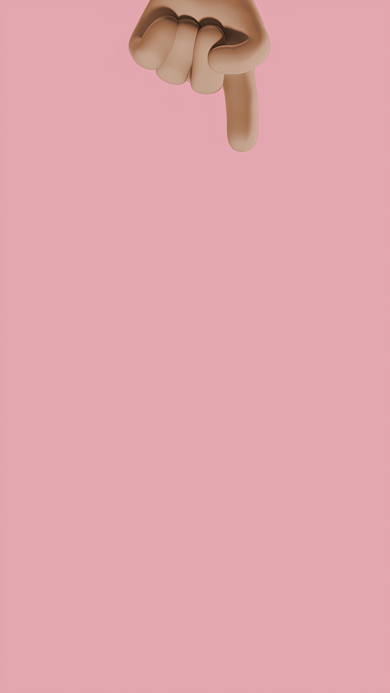 3d rendering of a hand pointing down against a pastel pink backdrop
