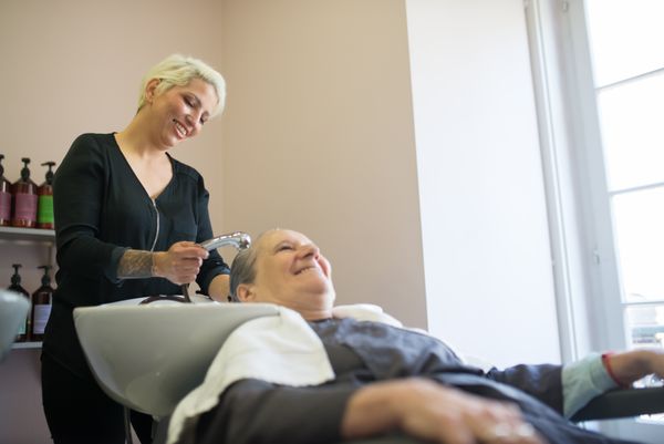 Woman with a polished blow-dried finish
