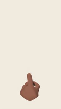 3D rendered dark-skinned hand showing gesture on beige background.