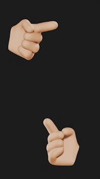 3D graphic of two hands pointing in different directions against a black background.