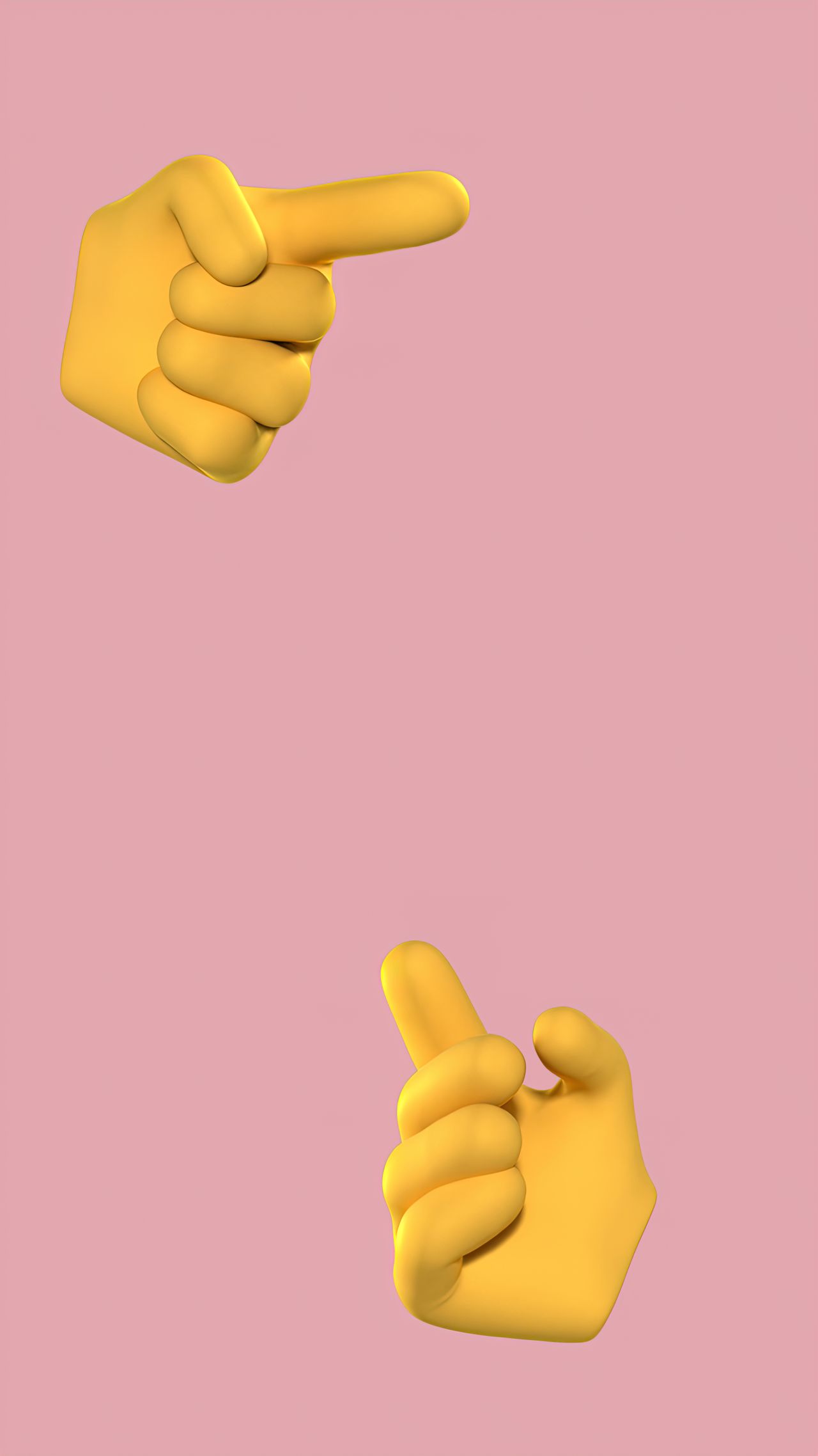 3d yellow cartoon hands pointing on a pink background