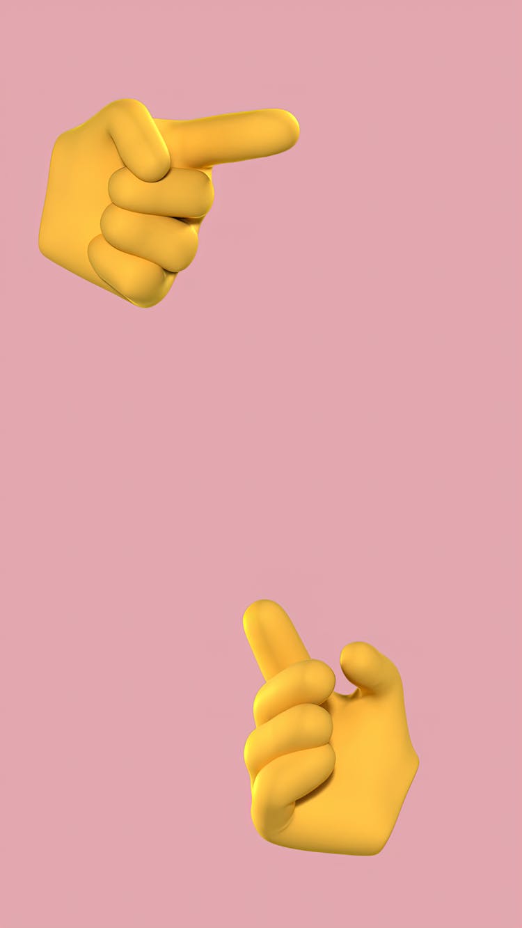 An Animation Of Pointing Fingers On Pink Background