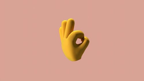 Free A  Yellow 3d Hand Illustration with an Ok Hand Gesture Stock Photo