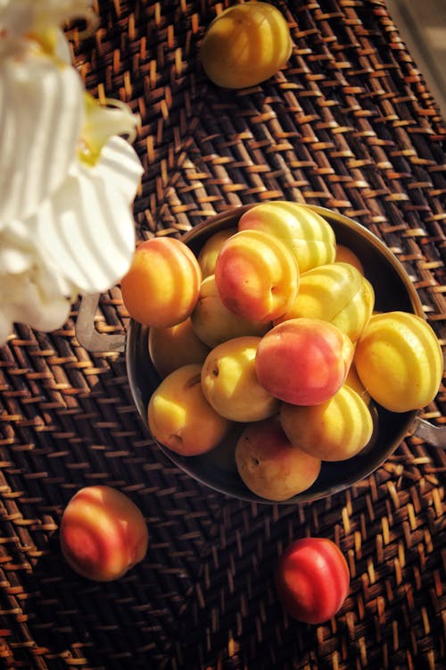 Overhead Shot of Apricots in a Bowl