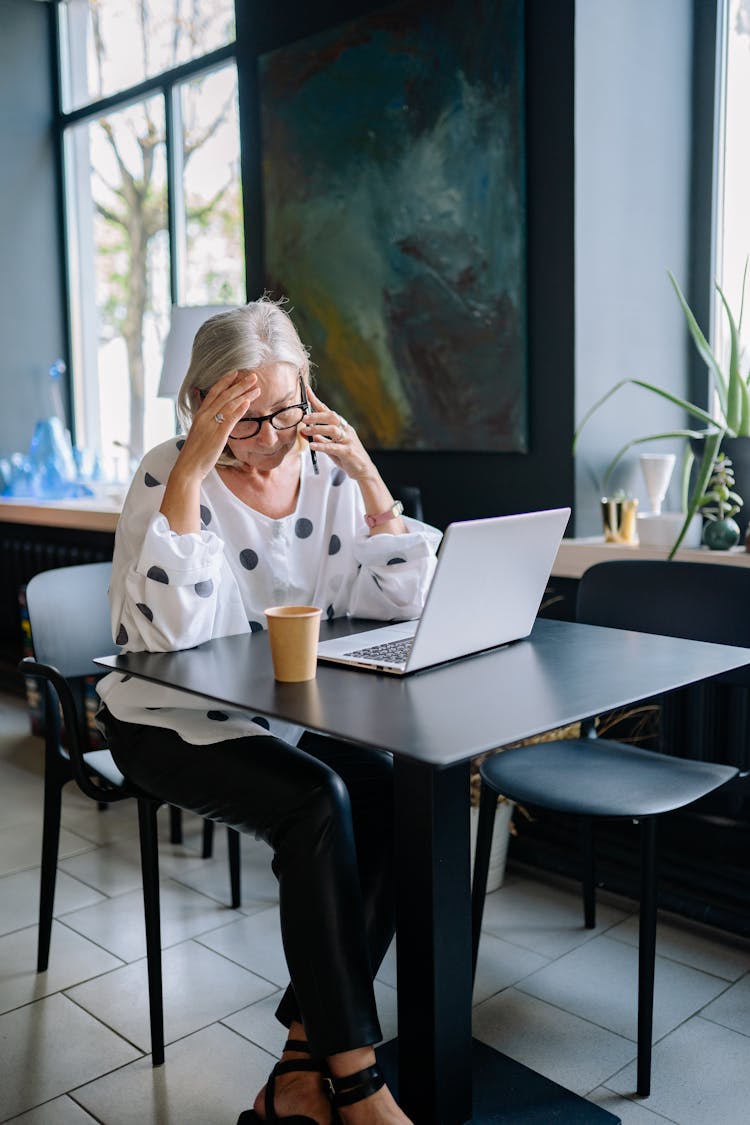 Stressed Woman In A Phone Call