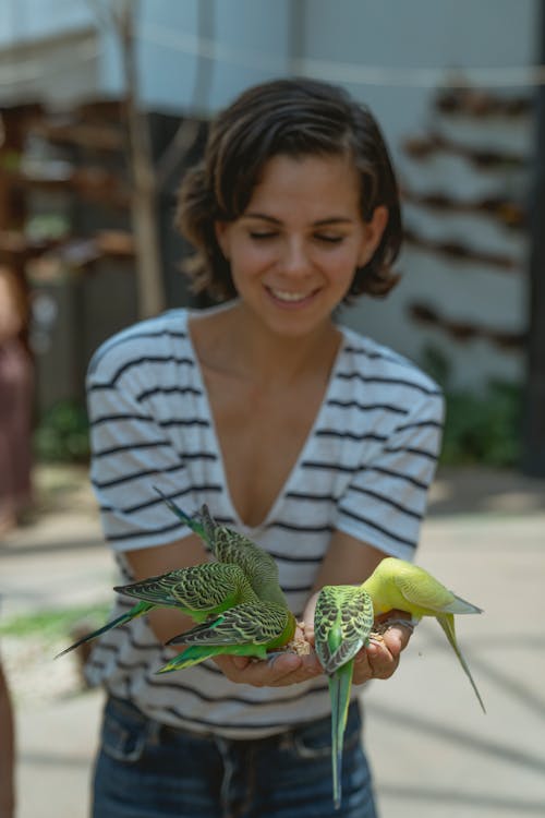A Woman Feeding Birds