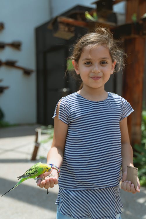 A Girl Feeding a Bird