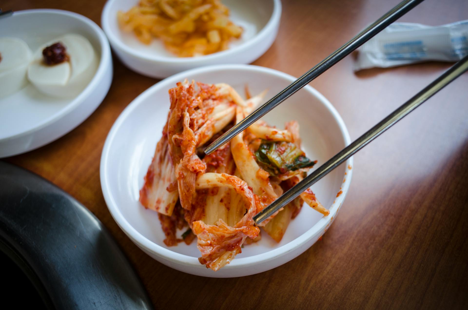 Kimchi in White Ceramic Bowl