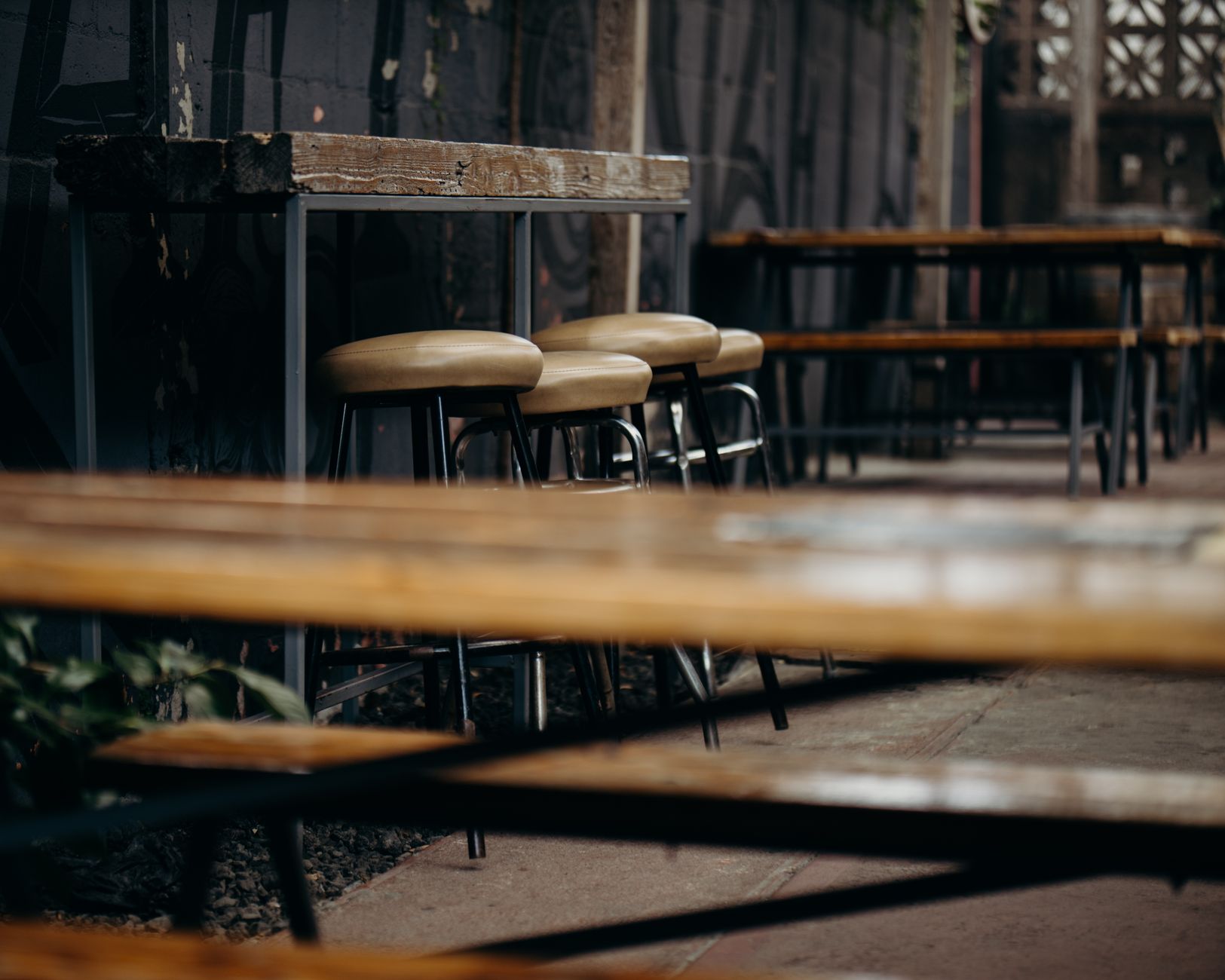 Outdoor café seating in Hillcrest neighborhood of San Diego on a sunny morning