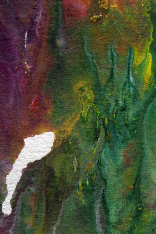 Close-up of an Abstract Colorful Painting on Paper 