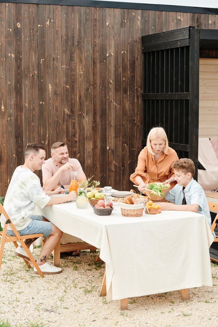 A Family Having A Picnic