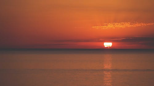 Základová fotografie zdarma na téma moře, oranžová obloha, rozbřesk