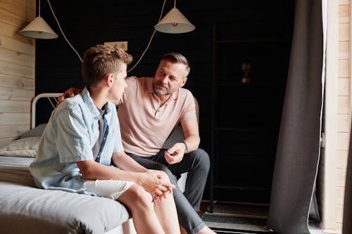 Free A Father Talking to His Son Stock Photo