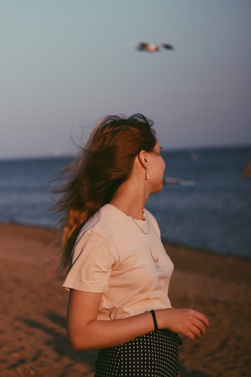 Foto profissional grátis de cabelo, garota, litoral