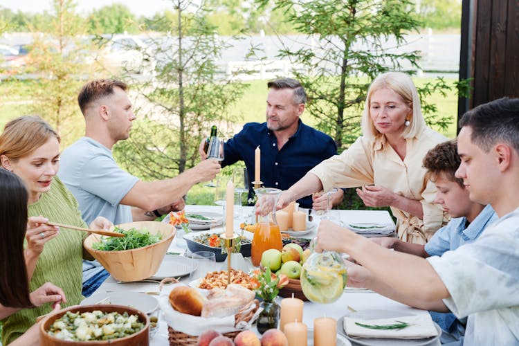 A Family Having Lunch Together