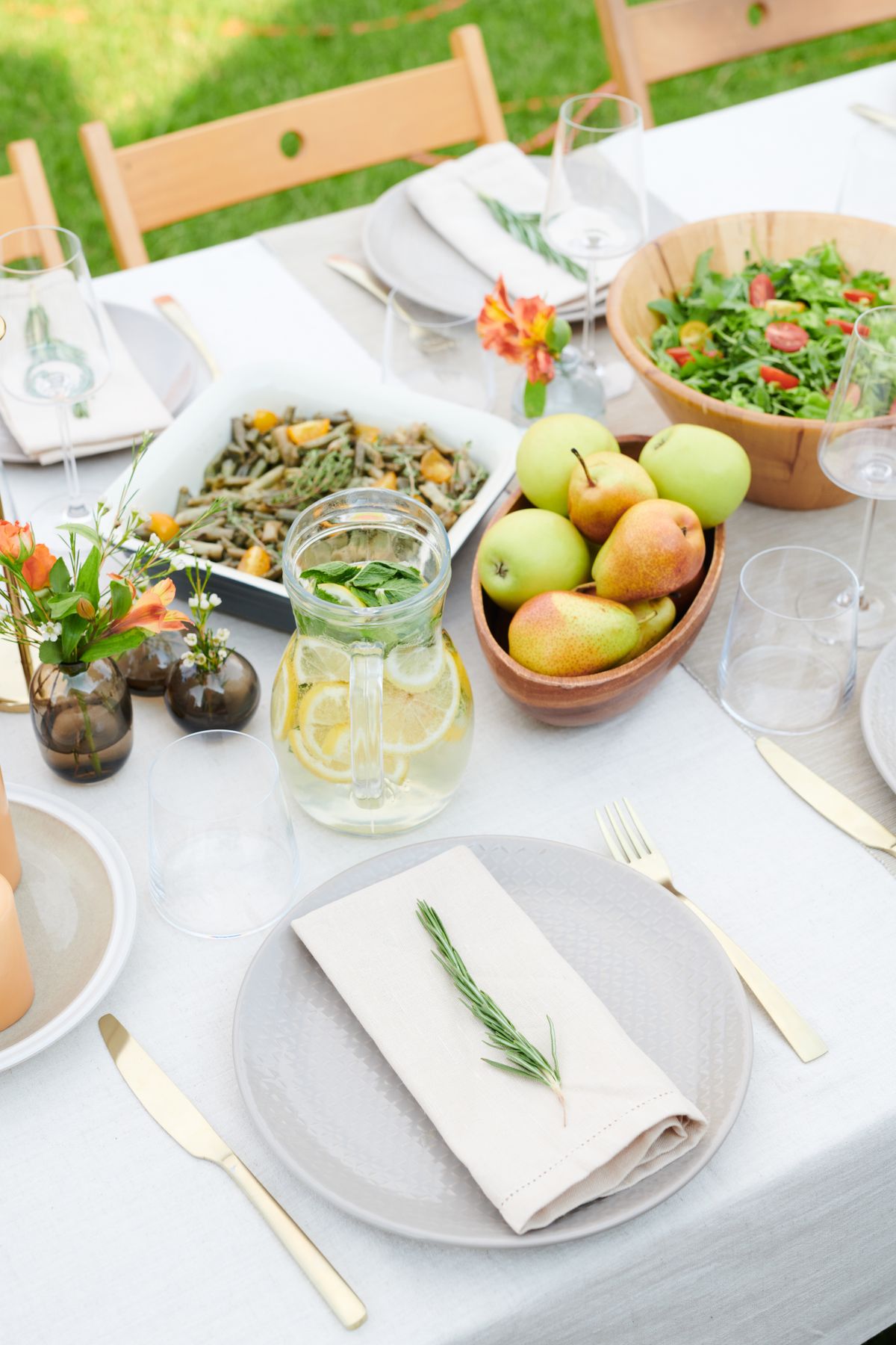 Table setting reviewed during a venue walk-through