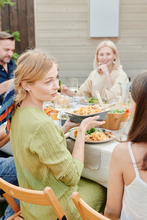 Free People Having a Meal Stock Photo
